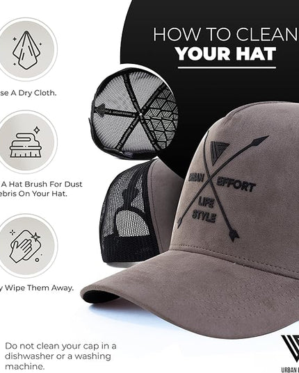 Urban Effort Mesh Back Cap - for Men and Women Baseball Hat 5-Panel Trucker Hat - Great Snapback Closure for Hunting & Hiking