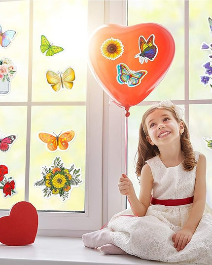 200 Pieces Mixed Butterfly Flower Stickers for Water Bottles Vinyl Waterproof Laptop Stickers Cute Decals Flower Gifts for Travel Luggage Skateboard Guitar Adults, 4 Styles