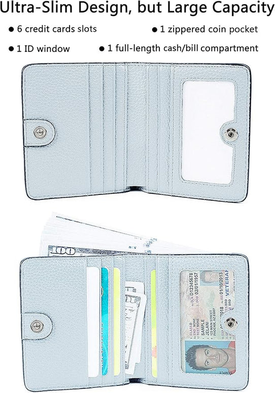 AINIMOER Small Leather Wallet for Women, Ladies Credit Card Holder RFID Blocking Women's Mini Bifold Pocket Purse