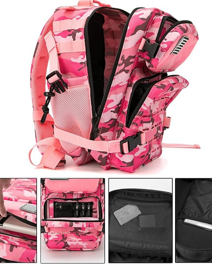 QT&QY 25L/45L Military Tactical Backpack For Men Molle Daypack 3 Day Bug Out Bag Hiking Rucksack With Bottle Holder