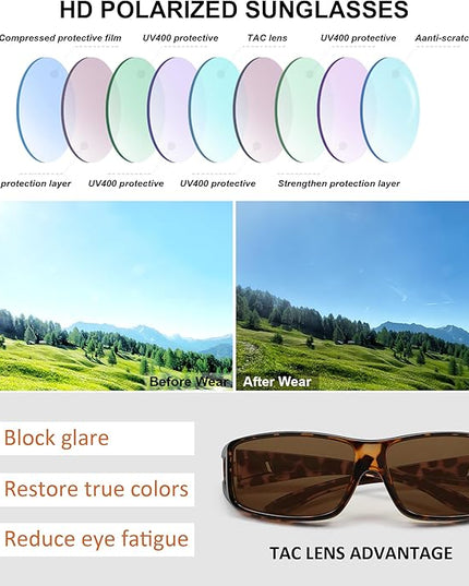 MEETSUN Fit Over Glasses Sunglasses for Men Women,Wrap Around Sunglasses Polarized UV400 Protection