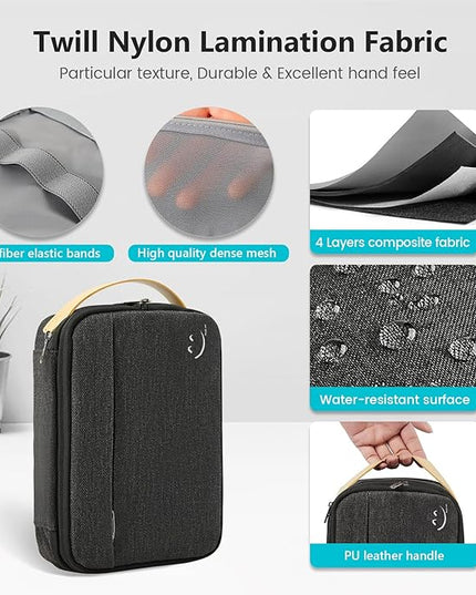 Travelkin Large Cord Organizer Travel, Electronic Organizer Travel Case, Expandable Cable Organizer Bag For Cords, Chargers Phone, Usbs, Tablet (Up to 10"), SD Card (Black)