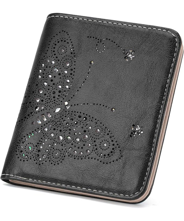 KITEVIUN Small RFID Wallet Women Ultra Thin Slim Womens Wallet Mini Compact Bifold Pocket Ladies Wallets for Women BLACK