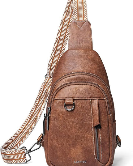 7L Sling Bag for Women Men Leather Small Sling Backpack Daypack Anti Theft Fanny Pack Crossbody Purse Travel