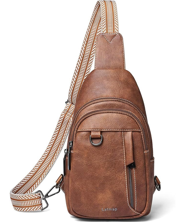 7L Sling Bag for Women Men Leather Small Sling Backpack Daypack Anti Theft Fanny Pack Crossbody Purse Travel