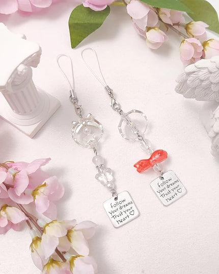 1-4PCS Cute Phone Charms Aesthetic Y2K Cell Phone Charms Strap Strawberry Butterfly Star PhoneCharm Y2K Accessories for Bag Keychain Airpods Camera Pendants Decor