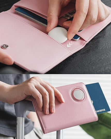 VULKIT Passport Holder with Airtag Slot, Premium Nappa Leather, RFID Blocking Airtag Passport Wallet