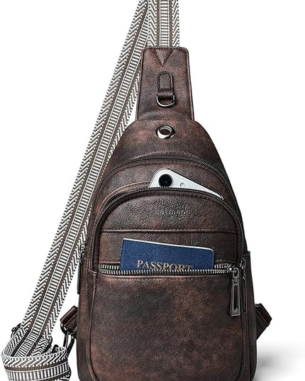 Sling Bag For Women Faux Leather Small Casual Daypack Backpack Fanny Pack Crossbody Chest Bags Purse