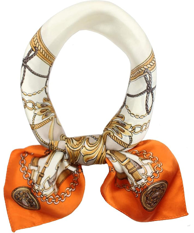 ANDANTINO 100% Real Mulberry Silk Scarf -21'' x 21''- Lightweight Neckerchief –Women Men Small Square Digital Printed Scarves