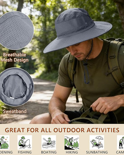ZOORON Sun Hats for Men Women Fishing Hat with Neck Flap,UPF 50+ Sun Hat Waterproof Wide Brim Bucket Hats for Safari Hiking