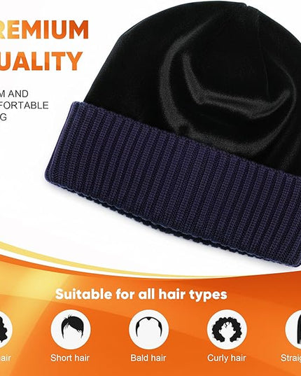 Merino Wool Beanie Hat for Men Women - Thermal Knitted Winter Hat for Large Heads Hiking Running Cap Wrap for Cold Weather
