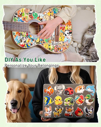 100 Pcs Chibi Cute Animal Stickers for Teens Adults Kids, Waterproof Vinyl Decal Pack for Water Bottle, Kawaii Cartoon Animal Sticker for Laptop,Luggage,Skateboard,Classroom Prizes,Party Decor