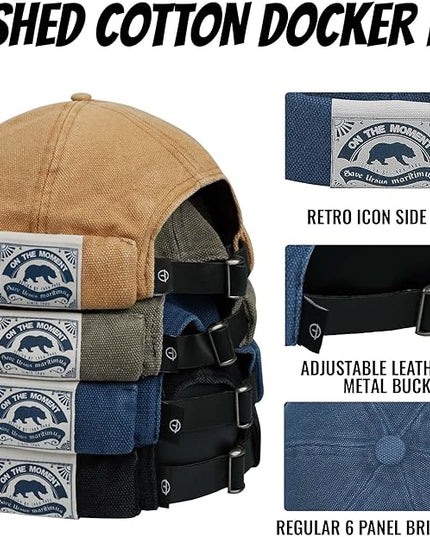 Croogo Denim Docker Hat Fashion Brimless Beanie Hat Retro Worker Skull Cap Rolled Cuff Sailor Cap Hip Hop Dancing Watch Cap