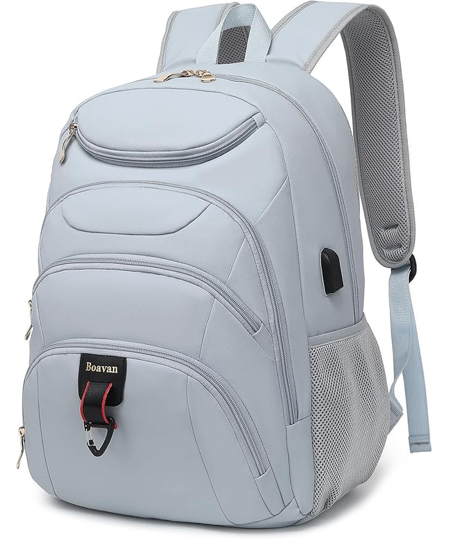 Boavan Laptop Backpack for women, 15.6 inch Laptop Bag with USB Port, Waterproof Travel Work Backpack Purse, Anti-Theft Teacher Nurse Doctor Casual Bookbags Office Business backpack，Blue