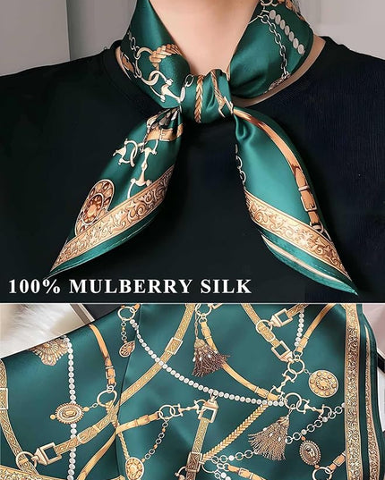 100% Mulberry Silk Scarf for Women Hair Lightweight Square Neckerchief Wrap For Head Scarves 21"