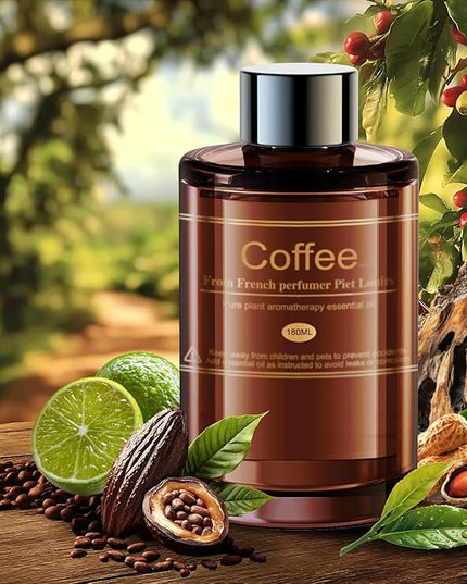 Car Air Freshener Refill for Men & Women 6.09 FL OZ /180ML-9 Month Coffee Scent Essential Oil Perfume, Essential Oil Made of Natural Plant Extracts, Compatible with Car Diffusers for Home/Office