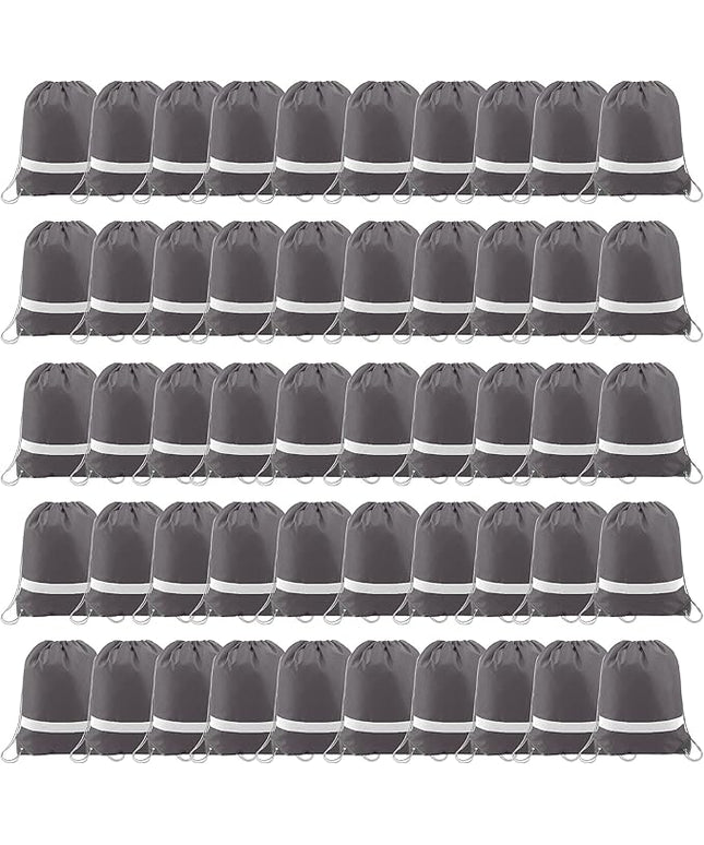 BeeGreen Drawstring Backpack Bags 20,30,50 Packs Reflective String Bags for Gym Sport Trip Cinch Sack DIY for Women Men