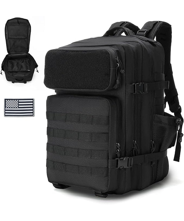 gracedon Military Tactical Backpack for Men and Women Army Camping Daypack Bug out Bag 45l Asault Pack for Travel Hiking (Black)