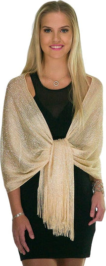 ShineGlitz Shawls and Wraps for Evening Dresses, Metallic Glitter Shawls for Women, Sparkling Wedding Giving Shawl Gift