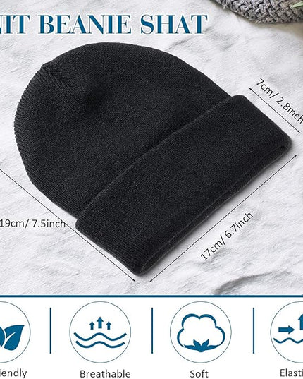 Yahenda 50 Pcs Winter Beanies Bulk for Men Women, Knitted Beanie Hats Cuffed Skull Cap Unisex