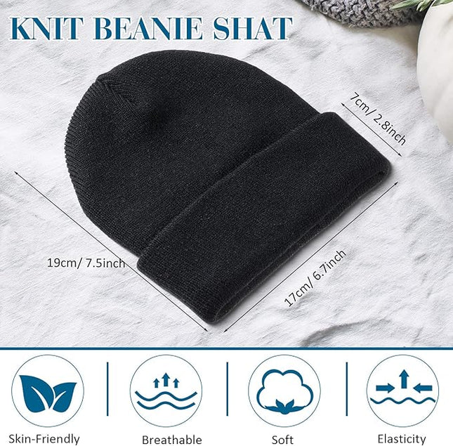 Yahenda 50 Pcs Winter Beanies Bulk for Men Women, Knitted Beanie Hats Cuffed Skull Cap Unisex