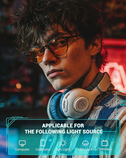 TIJN Blue Light Blocking Glasses Men Women Vintage Thick Round Rim Frame Eyeglasses