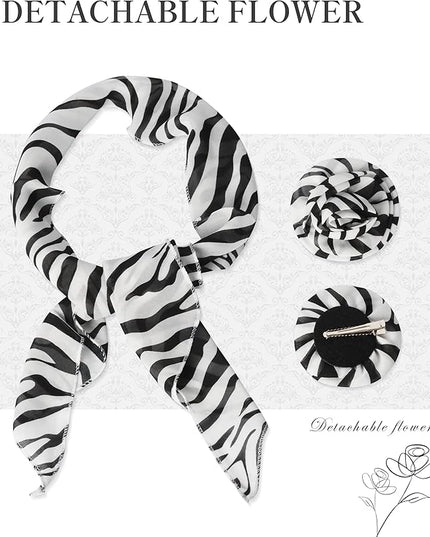 Chiffon Scarf for Women, Removable Flower Neck Scarf Light Soft Fashion Rose Scarves Versatile Headband or Hair Band