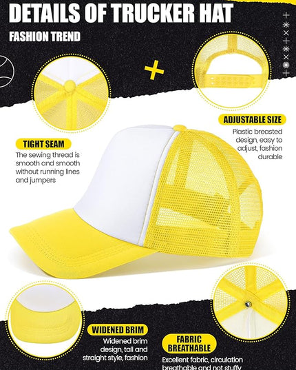 10 Pcs Sublimation Blank Trucker Hats Bulk Mesh Baseball Cap Polyester Mesh Trucker Hat for Men and Women