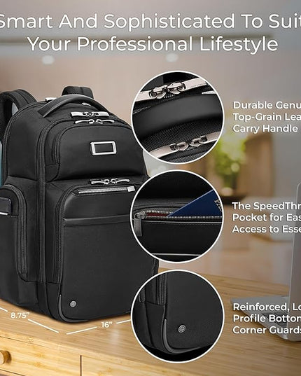 Briggs & Riley Large Cargo Backpack for Women & Men - Laptop Backpack, For Work & Travel, Spacious & Durable, Padded Straps, Fits up to 17" Laptop - @work Collection, Black