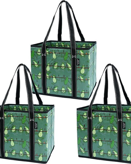 BeeGreen Large Waterproof Reusable Bags Christmas Heavy Duty Shopping Tote for Groceries Pool Gift with Webbing Handles
