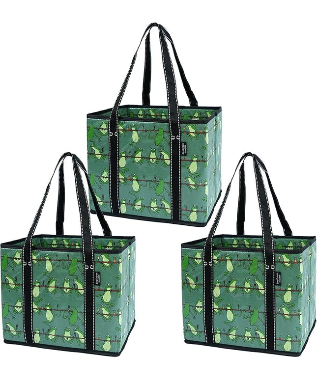 BeeGreen Large Waterproof Reusable Bags Christmas Heavy Duty Shopping Tote for Groceries Pool Gift with Webbing Handles