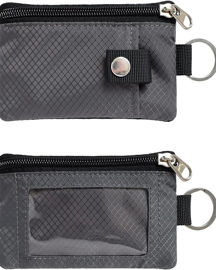 Minimalist RFID Blocking Small Wallet with ID Window,WaterResistant Zip Id Case Wallet with Lanyard Keychain for Cards,Cash,Travel,Women,Men