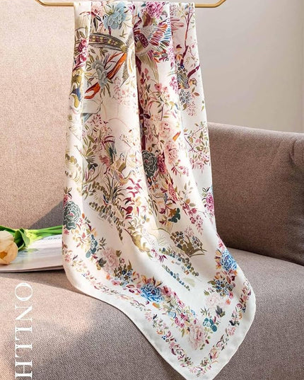 100% Mulberry Silk Scarf for Women Hair Lightweight Square Neckerchief Wrap For Head Scarves 21"