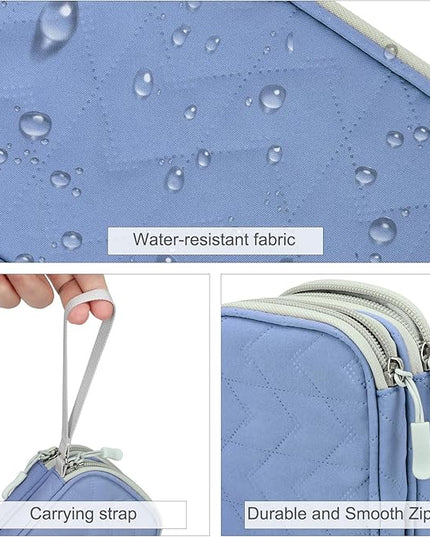 FYY Travel Cable Organizer Pouch Electronic Accessories Carry Case Portable Waterproof Double Layers All-in-One Storage Bag for Cord, Charger, Phone, Pattern Blue