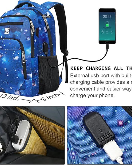 Laptop Backpack,Business Travel Anti Theft Slim Durable Laptops Backpack with USB Charging Port,Water Resistant College Computer Bag for Women & Men Fits 15.6 Inch Laptop and Notebook-Dreamy Blue