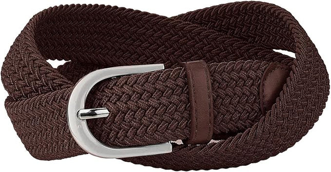 Falari Men Women Multicolored Elastic Stretch Braided Belt Canvas Fabric Woven No Holes Belt