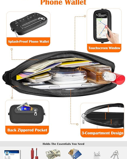 takyu Clip and Go Strap for Phone with Wallet Crossbody, 4-in-1 Adjustable Phone Lanyard with Detachable Wallet Wristlet Strap, Convertible Crossbody Bags with ID Window for Women Travel, Black