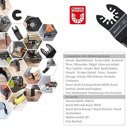 Bionso 120PCS Oscillating Tool Blade, Professional Universal Titanium Multitool Blades for Wood Metal, Multi Tool Blades Kits, Oscillating Saw Blades Fit Dewalt Ryobi Milwaukee Rockwell Fein Makita