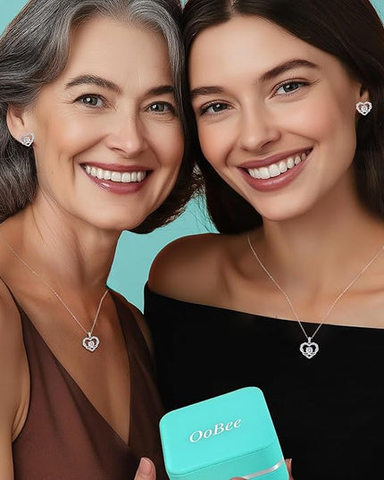 OOBEE Moissanite Heart Necklace for Women 925 Sterling Silver Fine Jewelry, Ideal Birthday Anniversary Christmas Gift for Women Wife Mom Girlfriend