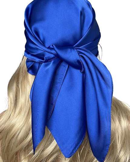 CHUNG Women's Square Satin Scarf 27.5" Bandanas Solid 50s Retro Neck Scarves Emulation Silk Handbag Hair Ribbons Necktie