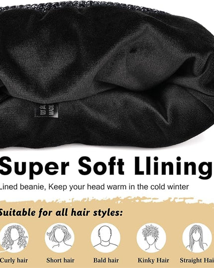 Wmcaps Winter Beanie for Men Women, Fleece Lined Beanie Soft Warm Knit Hat Ski Stocking Cuffed Cap