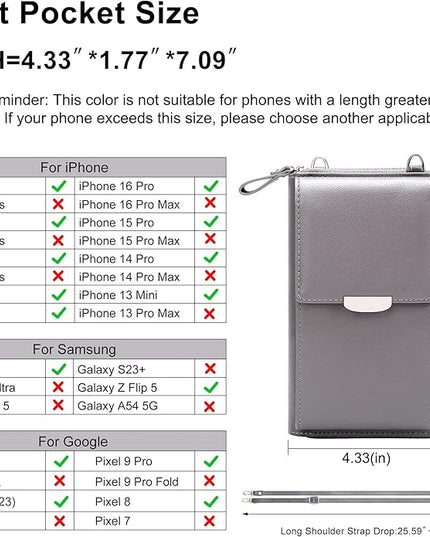 KUKOO Small Crossbody Bag Cell Phone Purse Wallet with Credit Card Slots for Women