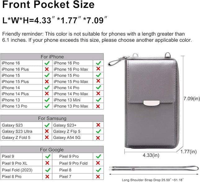 KUKOO Small Crossbody Bag Cell Phone Purse Wallet with Credit Card Slots for Women