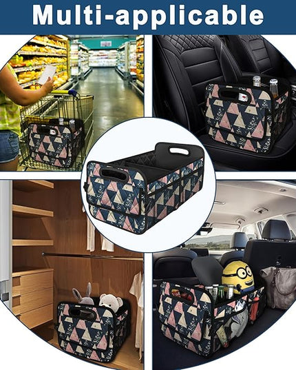 Deosk Trunk Organzier and Storage with 6 Big Pocket,Car Accessories for Women/Men 50L Waterproof Polyester for Car/SUV/Minivan/Truck(Medium, Triangle)