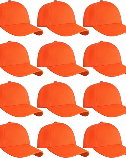 Falari Wholesale Bulk Lot 12-Pack Baseball Cap Adjustable Size Plain Blank Solid Color