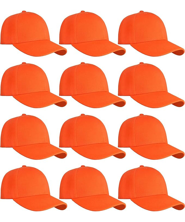 Falari Wholesale Bulk Lot 12-Pack Baseball Cap Adjustable Size Plain Blank Solid Color