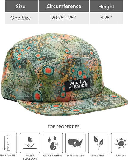 Skida 5 Panel Cap Outdoor UPF Sun Protection Wide Brim Camp Hat Running, Hiking, Golf, Pickleball, Beach Outings