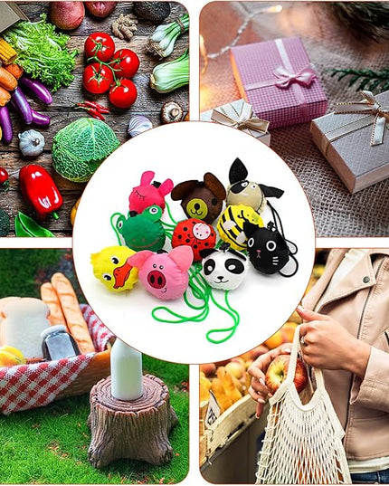 20 Pack Reusable Shopping Bags,Bulk Foldable Portable Reusable Grocery Bags Lightweight Polyester Grocery Shopping Tote Bag (Animal)