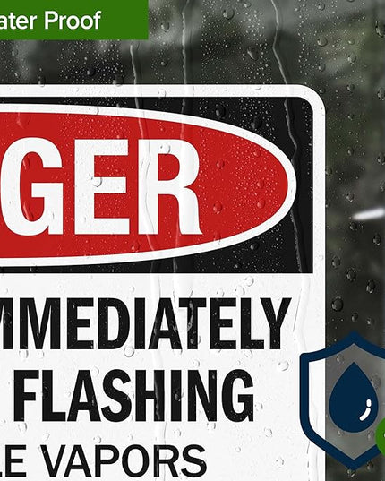 Danger Evacuate Immediately If Light is Flashing Flammable Vapors are Present Sign, 10x7 Inches, 4 Mil Vinyl Decal Stickers Weather Resistant, Made in USA by My Sign Center