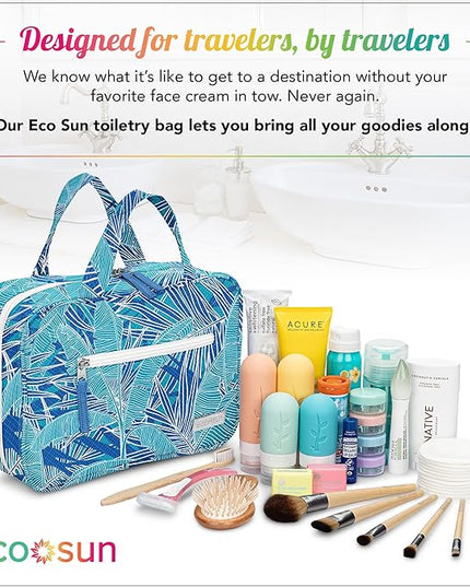 Eco Sun Hanging Travel Toiletry Bag — Designed in Hawaii — Water-resistant Travel Organizer for Bathroom Accessories